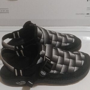 Chaco Black and White Woven Sandals
